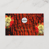 赤褐色の木の樹皮の木目のロゴフローラ 名刺 (正面)