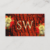 赤褐色の木の樹皮の木目イニシャルフローラ 名刺 (正面)