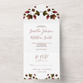 赤褐色の金ゴールド葉が秋結婚秋 オールインワン招待状 (内側)