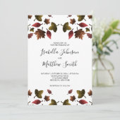 赤褐色の金ゴールド葉が秋結婚秋 招待状 (スタンド正面)