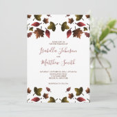 赤褐色の金ゴールド葉が秋結婚秋 招待状 (スタンド正面)