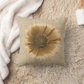 赤褐色ひまわり化粧枕 クッション (ブランケット)