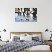 赤褐色ティール（緑がかった色）(Anas erythorhyncha)ペア キャンバスプリント (インサイチュ (寝室))