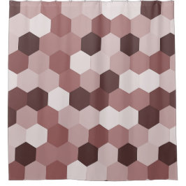 赤褐色モダン六方晶幾何学模様の色合い シャワーカーテン