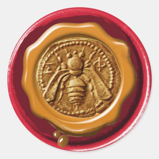 赤褐色ワックスシールを保持するミツバチ養蜂家 ラウンドシール (正面)