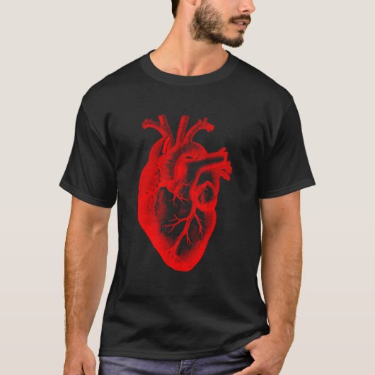 赤解剖学的ハートデザイン Tシャツ (正面)