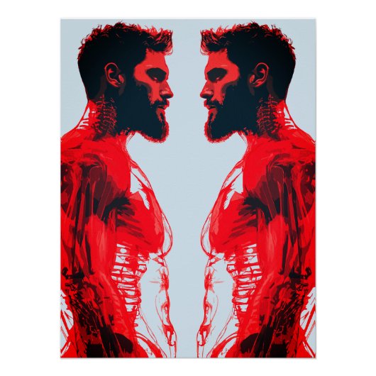 赤解剖学 – 抽象芸術ヒト筋肉勉強 ポスター (正面)