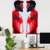 赤解剖学 – 抽象芸術ヒト筋肉勉強 ポスター (ホームオフィス)