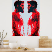 赤解剖学 – 抽象芸術ヒト筋肉勉強 ポスター (キッチン)