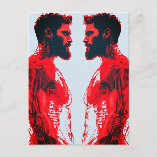 赤解剖学 – 抽象芸術ヒト筋肉勉強 ポストカード (正面)