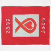 赤認識度リボンハートカスタムフリースブランケット フリースブランケット (正面(横))