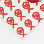 赤認識度リボンハート血液がん毛布 フリースブランケット (角)