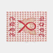 赤認識度リボン血がんケモブランケット フリースブランケット (正面(横))