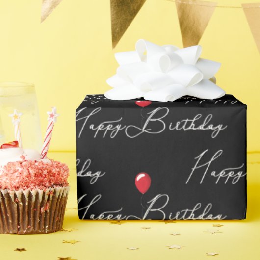赤誕生日風船文字 ラッピングペーパー (誕生日パーティー)