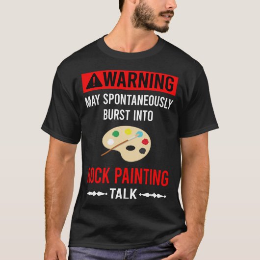 赤警告の絵を描岩 Tシャツ (正面)