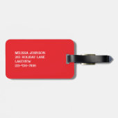 赤警告色で白塗りされた旅 ラゲッジタグ (裏面横)