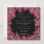 赤豆シダの葉フレームメタリックブラックピンクセンター 招待状 (正面)