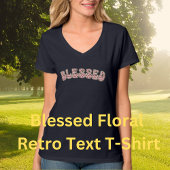 赤賛美白フローラ感謝レトロ文字 Tシャツ