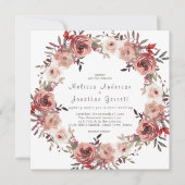 赤赤面フローラバラ結婚式招待状 (正面)