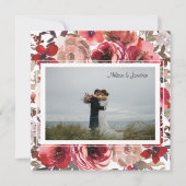 赤赤面フローラ結婚バラたった今結婚しました 案内状 (正面)