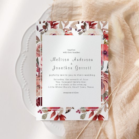 赤赤面フローラ結婚バラ 招待状