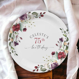 赤赤面紫エレガントフローラ75誕生日 ペーパープレート