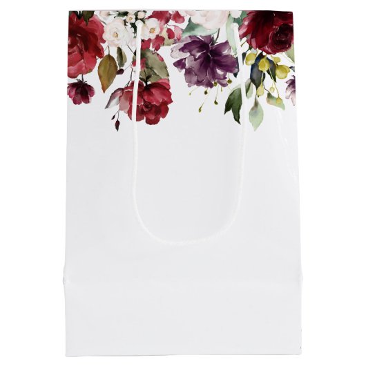 赤赤面紫エレガントフローラ80誕生日 ミディアムペーパーバッグ (裏面)