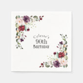 赤赤面紫エレガントフローラ90誕生日 スタンダードカクテルナプキン (正面)