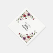 赤赤面紫エレガントフローラ90誕生日 スタンダードカクテルナプキン (角)