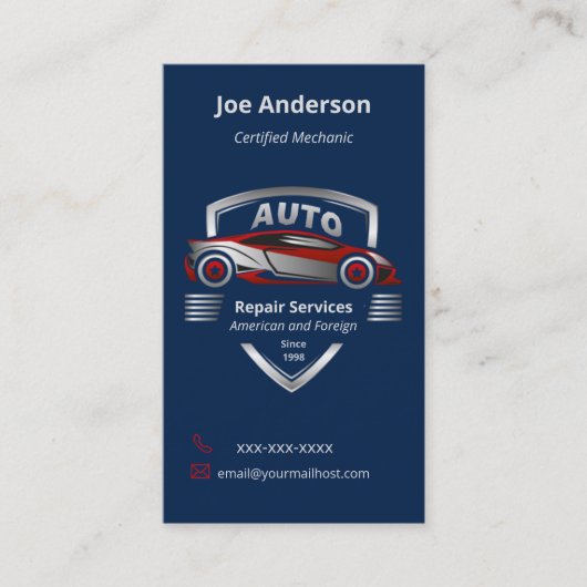 赤車のと銀の車のロゴ名刺 名刺 (正面)