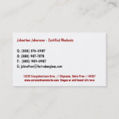 赤車の色クラシック機関 名刺 (裏面)