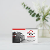 赤車の車修理自動車部品 名刺 (スタンド正面)