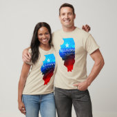 赤輝く青グリッターイリノイ州の地図 Tシャツ (ユニセックス)