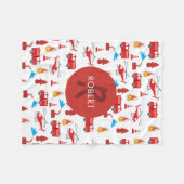 赤輸送消防車エンジン旅団モノグラム フリースブランケット (正面(横))