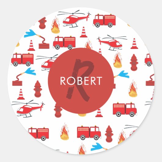 赤輸送消防車エンジン旅団モノグラム ラウンドシール