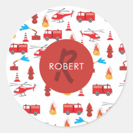 赤輸送消防車エンジン旅団モノグラム ラウンドシール