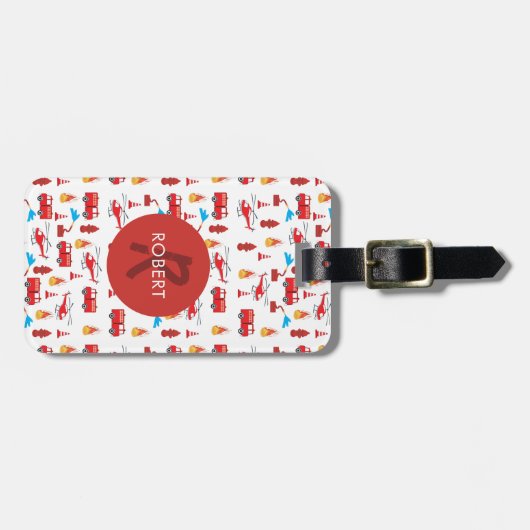 赤輸送消防車エンジン旅団モノグラム ラゲッジタグ (正面横)