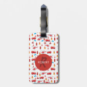 赤輸送消防車エンジン旅団モノグラム ラゲッジタグ (裏面縦)