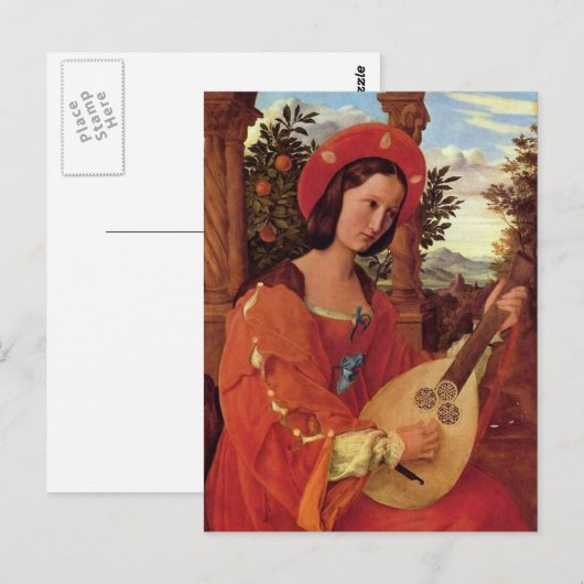 赤遊色の婦人 ポストカード (正面/裏面)