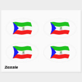 赤道ギニア国旗のシール 楕円形シール (シート)