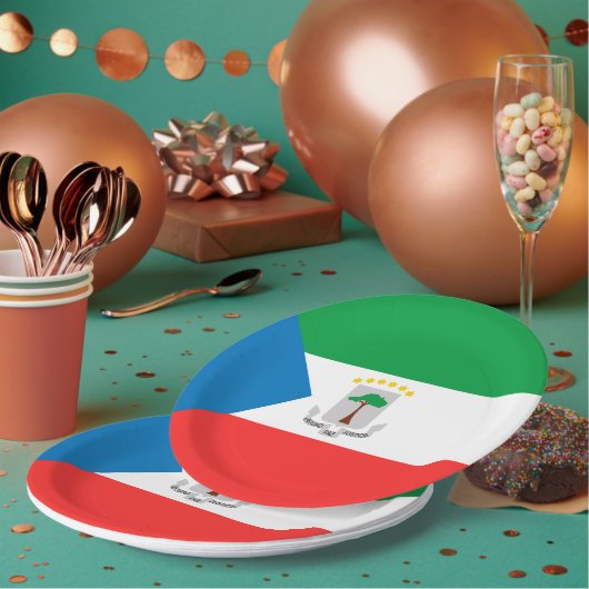 赤道ギニア国旗 ペーパープレート (複数)