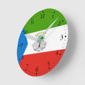 赤道ギニア国旗 ラウンド壁時計 (傾斜)