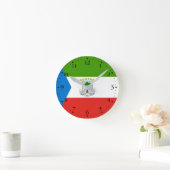 赤道ギニア国旗 ラウンド壁時計 (ホーム)