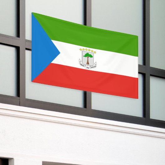 赤道ギニア国旗 横断幕 (ビルの外側)