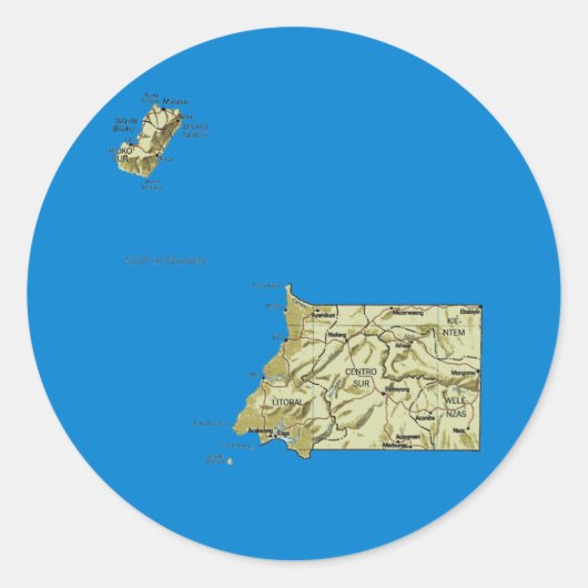 赤道ギニア地図ステッカー ラウンドシール (正面)
