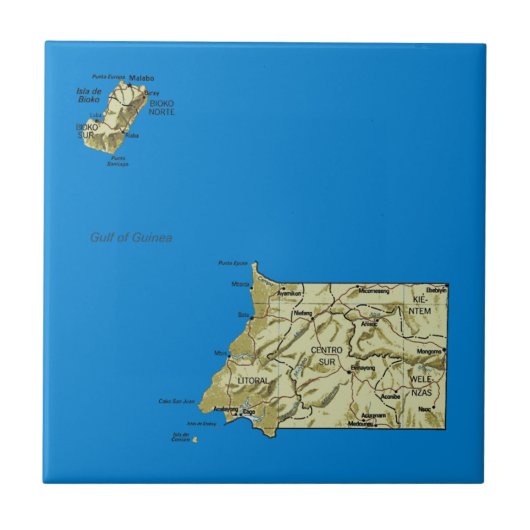 赤道ギニア地図タイル タイル (正面)