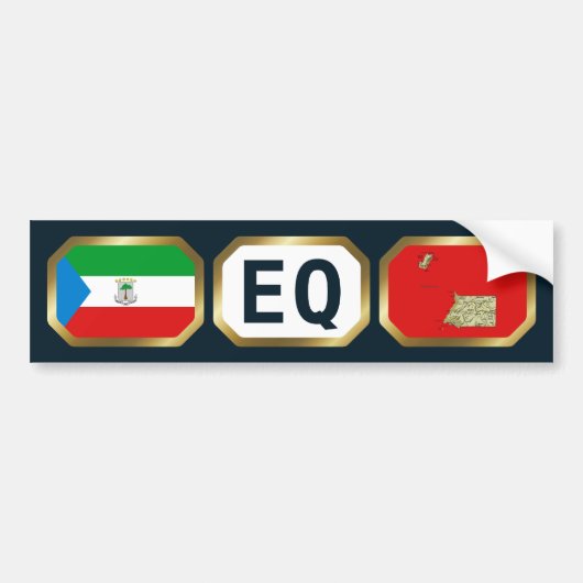 赤道ギニア 国旗・地図 国コード ステッカー (正面)