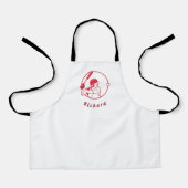 赤野球選手コーチアスリート名前をカスタムする カッコいい エプロン (正面)