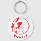 赤野球選手コーチアスリート名前をカスタムする カッコいい キーホルダー (正面)