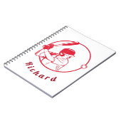 赤野球選手コーチアスリート名前をカスタムする カッコいい ノートブック (左側)